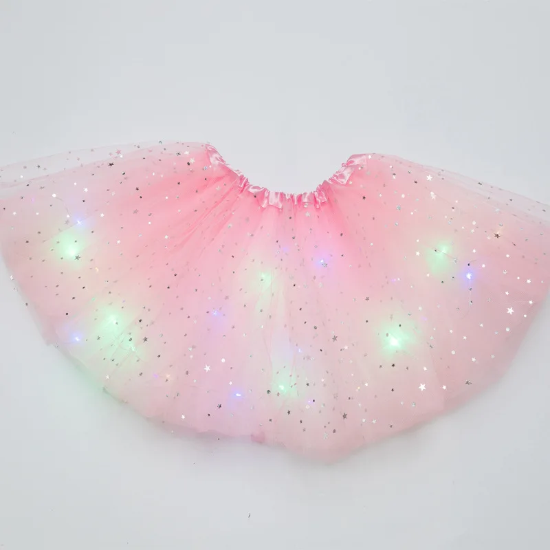 Świecąca spódniczka tutu LED z gwiazdkami Różowy