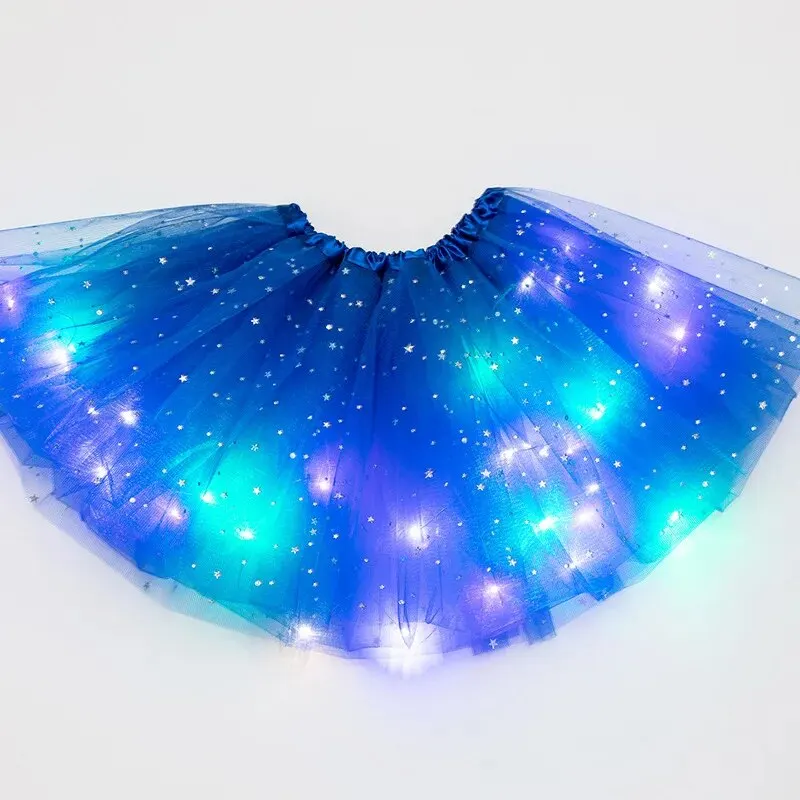 Świecąca spódniczka tutu LED z gwiazdkami Niebieski