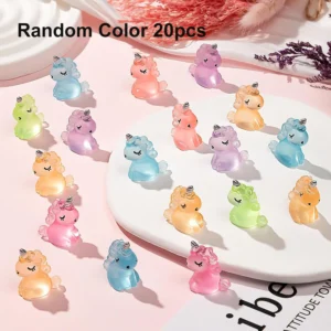 Świecące figurki jednorożców – mini ozdoby do ogrodu wróżek Jasny