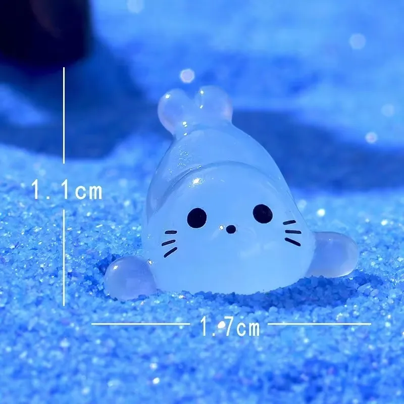 Świecące mini figurki fok z żywicy - zestaw do ogrodu Ciemny szary