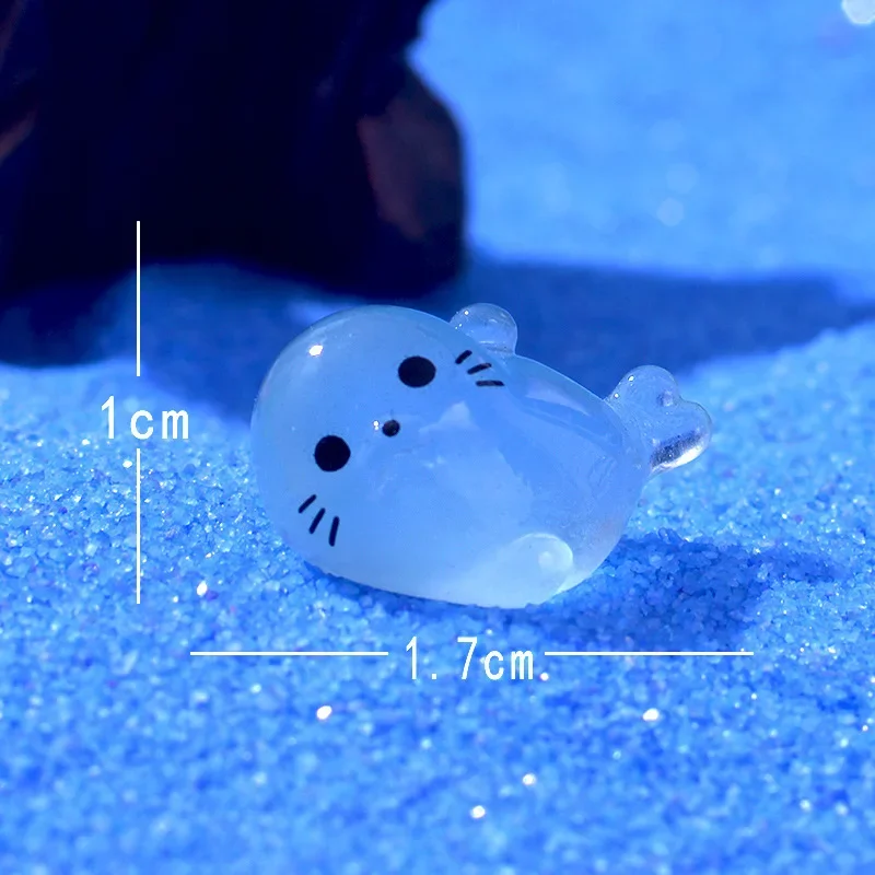 Świecące mini figurki fok z żywicy - zestaw do ogrodu Jasnoszary