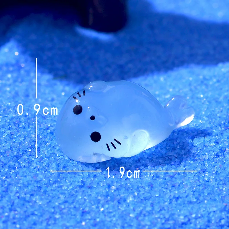 Świecące mini figurki fok z żywicy - zestaw do ogrodu Jasnozielony