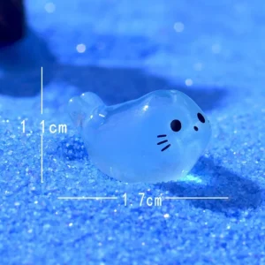Świecące mini figurki fok z żywicy - zestaw do ogrodu Jasnożółty