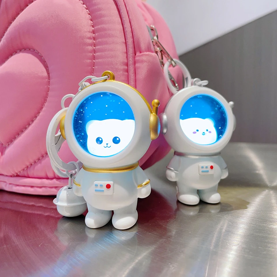 Świecący breloczek astronauta kot - zawieszka do tornistra Różowy