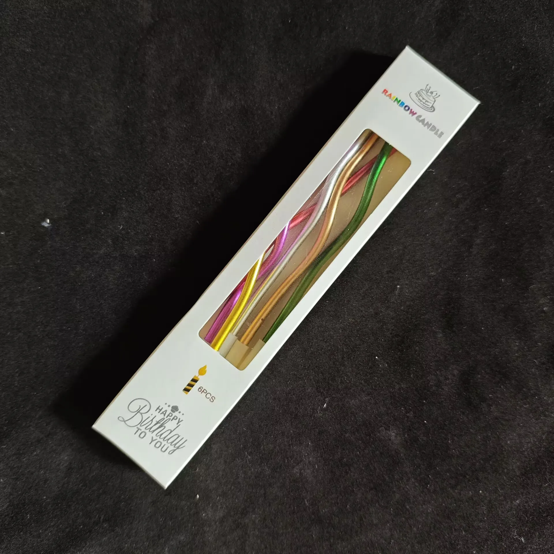 Świece urodzinowe spiralne złote, smukłe na tort Colorful