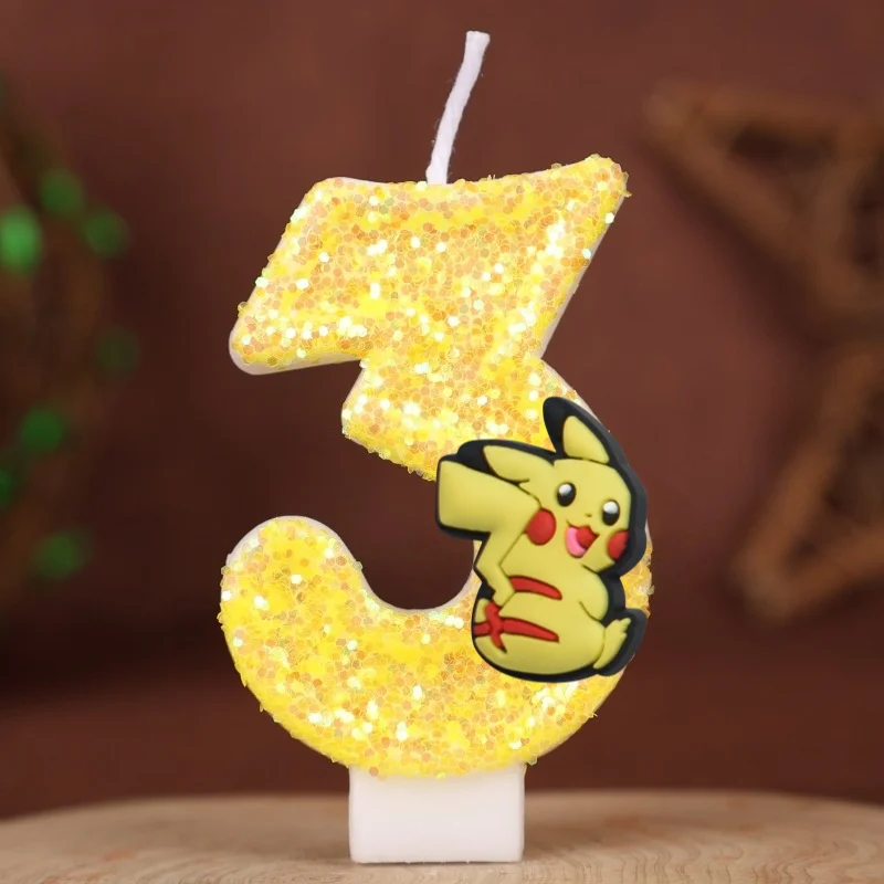 Świeczka cyfra Pokemon na tort urodzinowy dla dzieci 3
