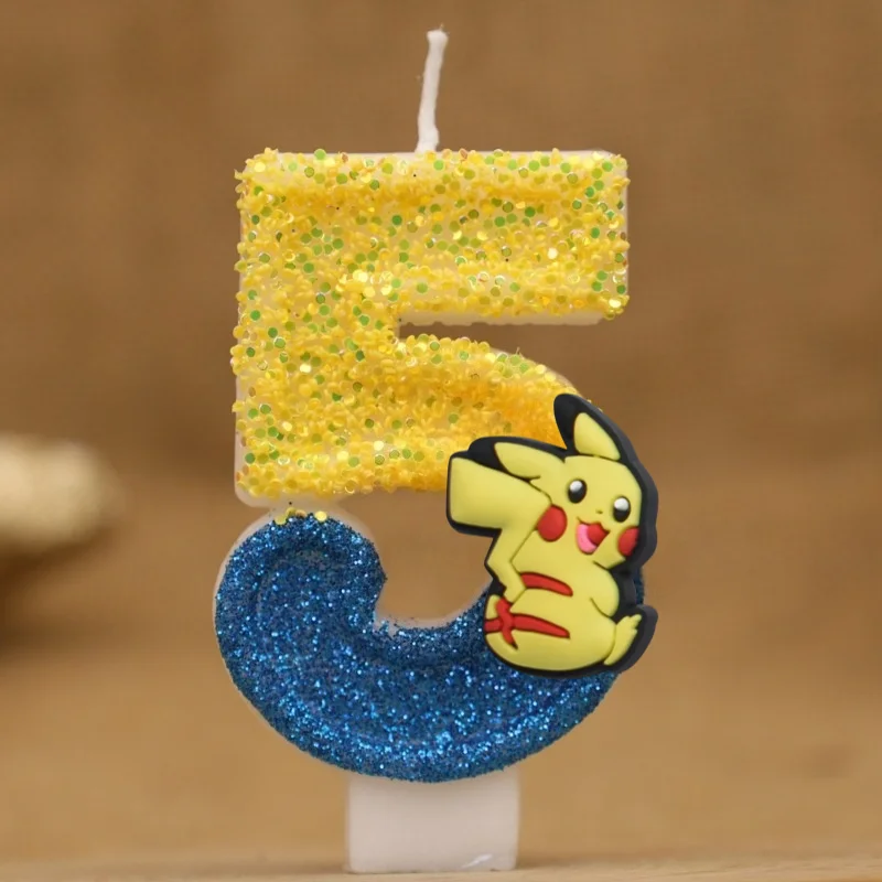 Świeczka cyfra Pokemon na tort urodzinowy dla dzieci 5