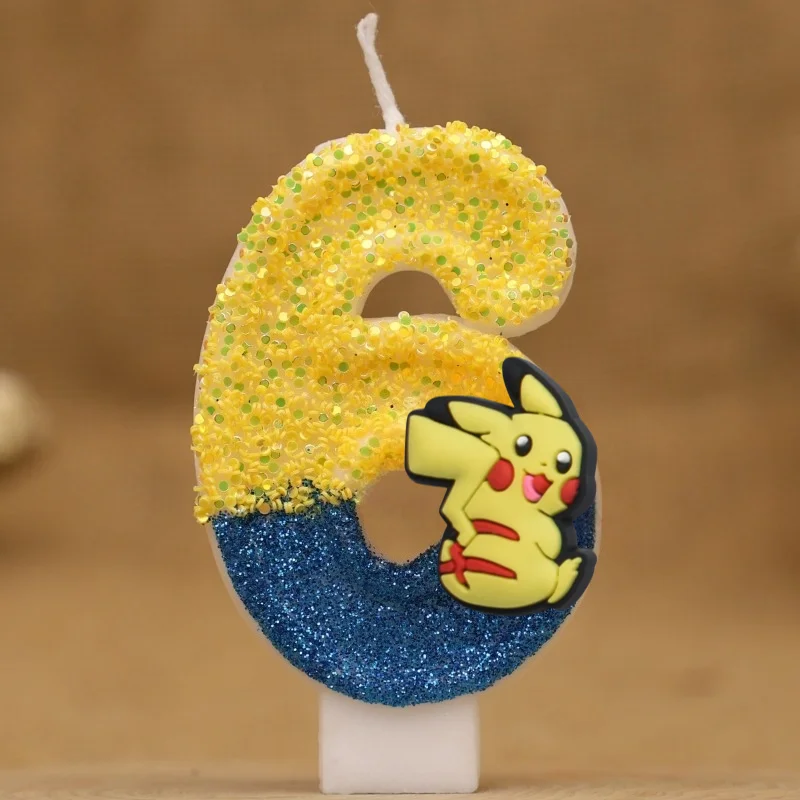 Świeczka cyfra Pokemon na tort urodzinowy dla dzieci 6