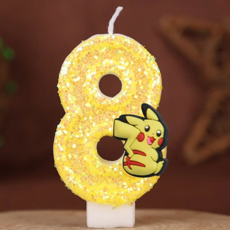 Świeczka cyfra Pokemon na tort urodzinowy dla dzieci 8