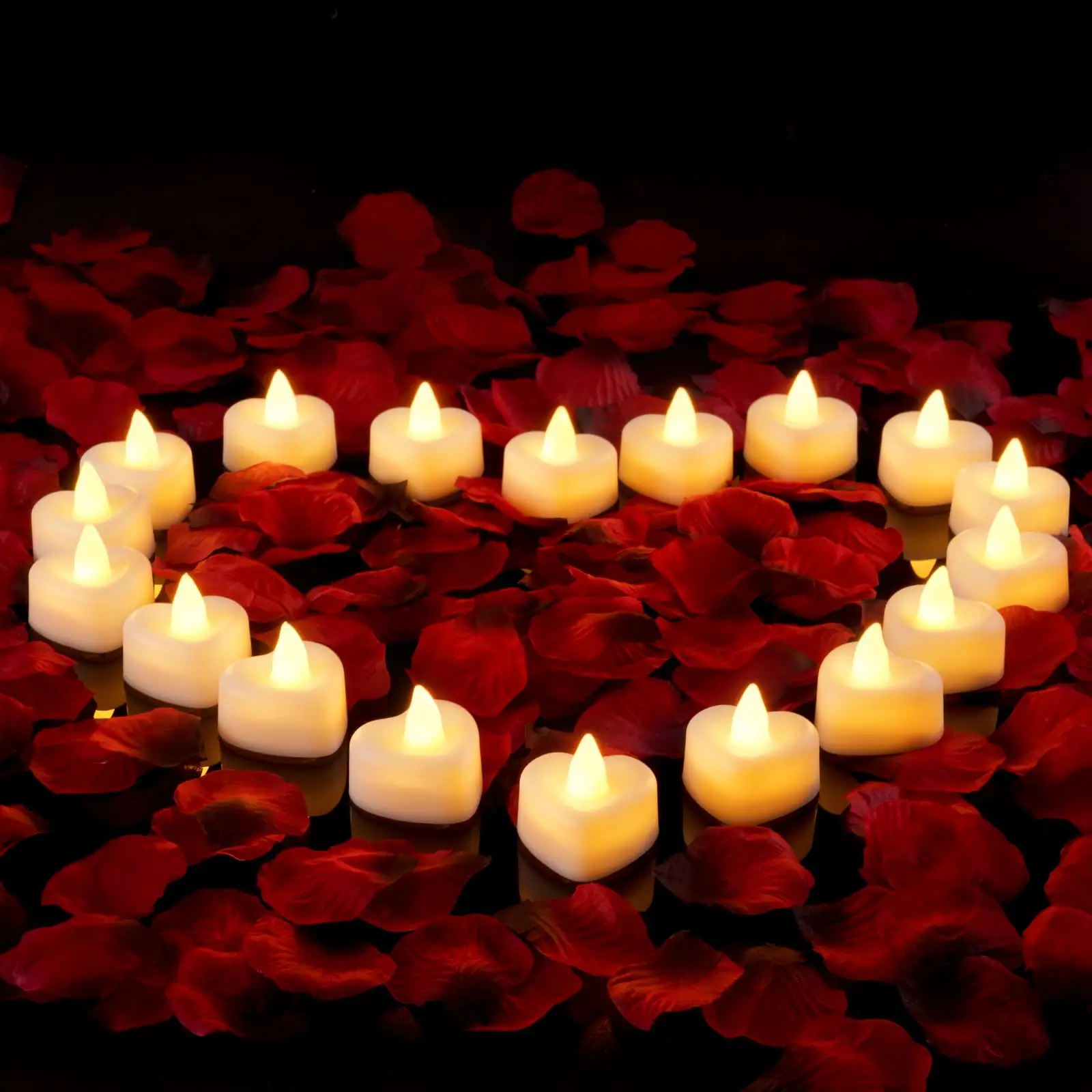Bezpłomieniowe świeczki LED tealight w kształcie serca 24 sztuki Biały