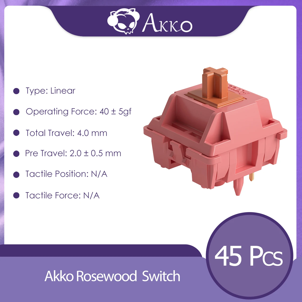 Switche Akko Rosewood liniowe 40gf do klawiatury - 45 szt. Brązowy