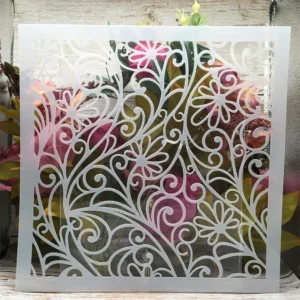 Szablon do malowania ścian 30x30 cm — deszcz, linie, kropki Zielony