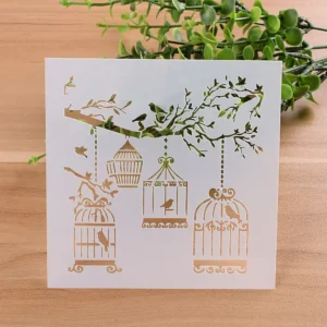 Szablon drzewo z klatką dla ptaka DIY scrapbooking 13 cm 