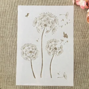 Szablon do malowania mniszka lekarskiego A4 — DIY dekoracje ścian i scrapbooking Czarny