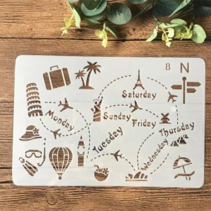 Szablon World Travel DIY 26 cm do scrapbookingu i albumów 