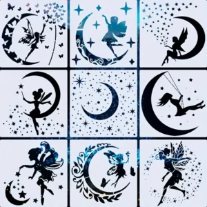 Szablony DIY Moon Fairy 9 sztuk – wielokrotnego użytku do projektów kreatywnych Biały