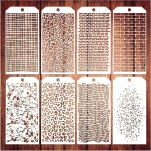 Szablony scrapbooking leopard cegła kropki 24 cm – zestaw 8 szt. 