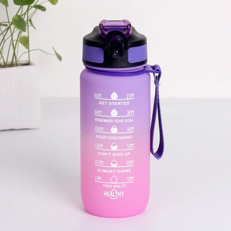 Szczelna butelka sportowa 600 ml ze znacznikiem czasu do fitnessu Czekolada