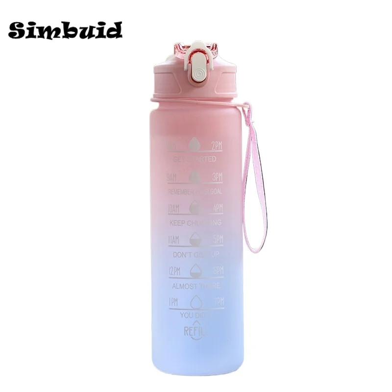 Szczelna butelka sportowa 600 ml ze znacznikiem czasu do fitnessu Jasny