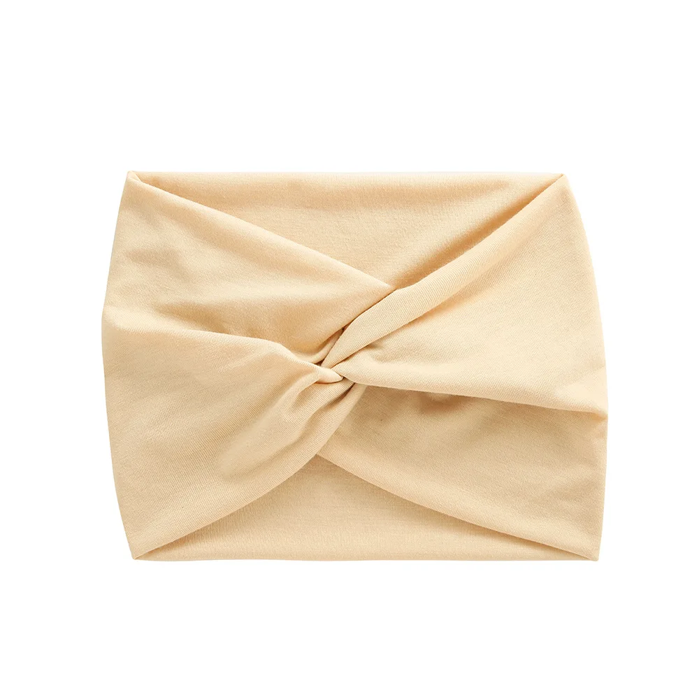 Szeroka elastyczna opaska turban do włosów dla kobiet Khaki