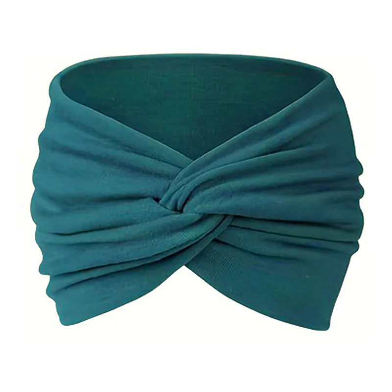 Szeroka opaska do włosów damska, elastyczny turban sportowy Turkus