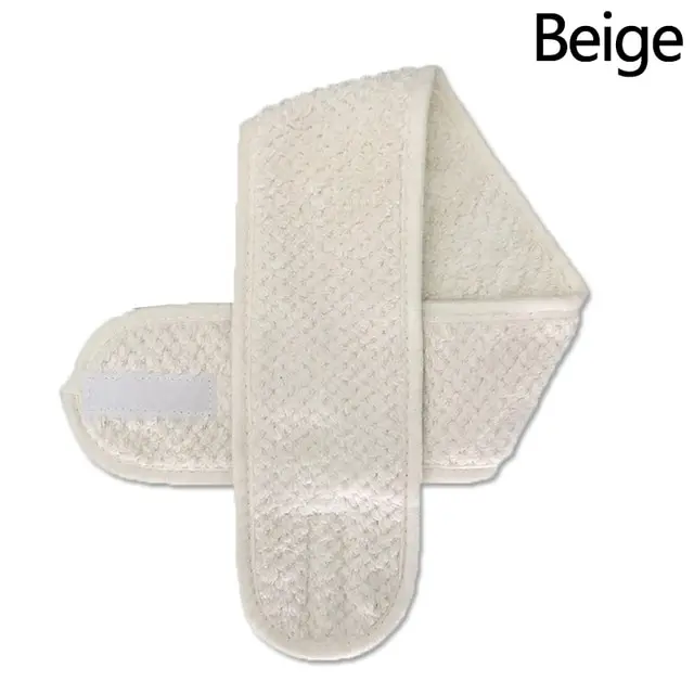 Szeroka opaska kosmetyczna na rzep - do makijażu i mycia twarzy Beżowy