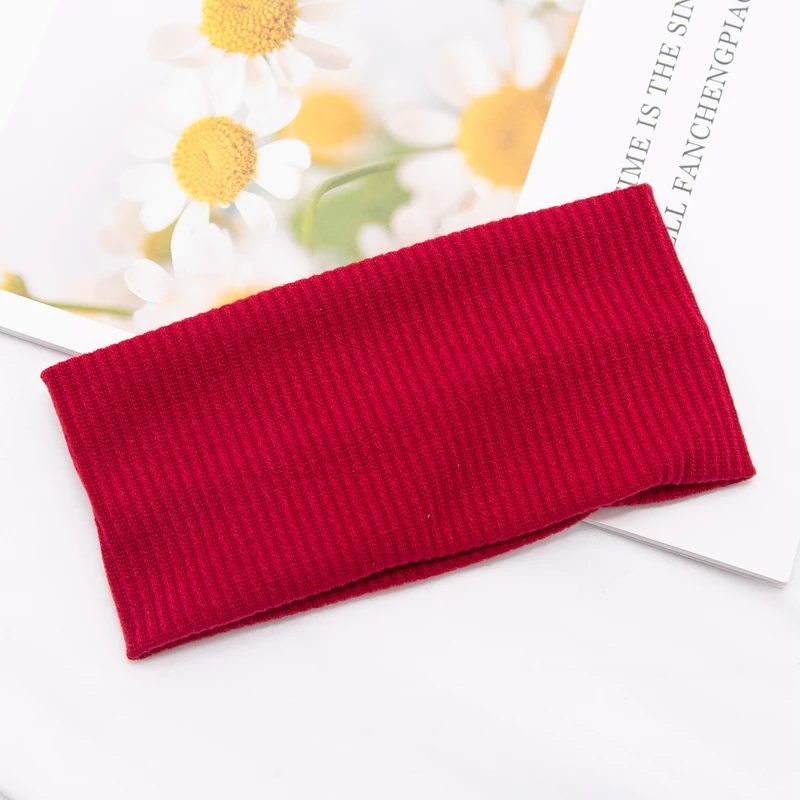 Szeroka opaska na głowę turban z dzianiny - damska Czerwony