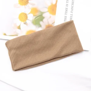 Szeroka opaska na głowę turban z dzianiny - damska Khaki