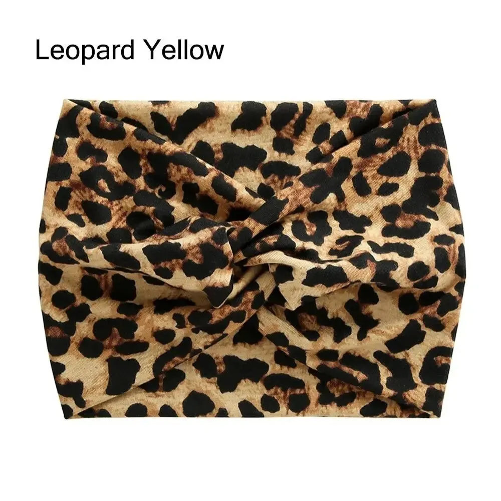 Szeroka opaska turban do włosów - elastyczna, do jogi i na co dzień Leopard