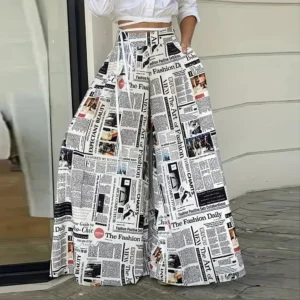 Szerokie spodnie damskie z nadrukiem hip hop plus size Jasnoszary
