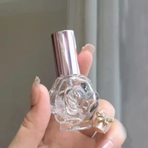 Szklana butelka na perfumy 10 ml w kształcie róży Khaki