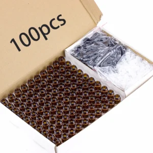 Szklane buteleczki 3 ml na olejki eteryczne z zakrętką – zestaw 100 szt. 