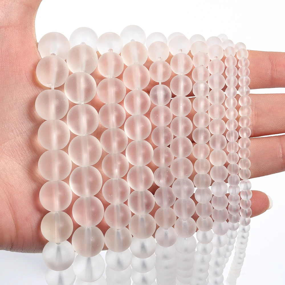 Szklane koraliki dystansowe okrągłe do tworzenia biżuterii DIY Szary