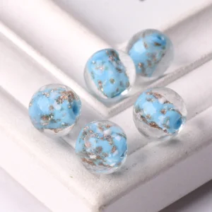 Szklane koraliki lampwork ręcznie robione do biżuterii (10 szt.) Jasny
