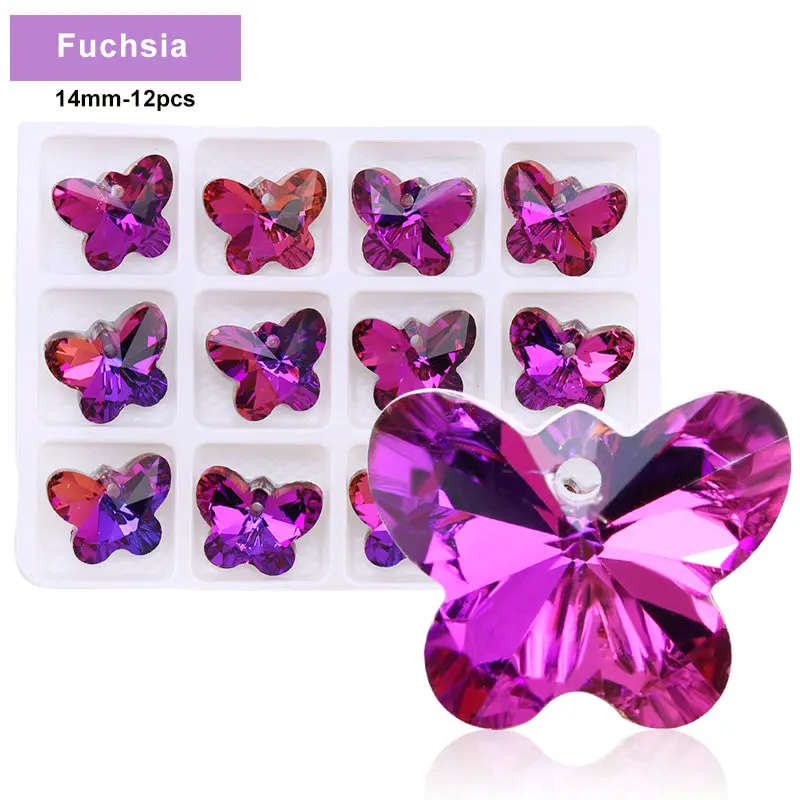 Szklane zawieszki charms serce motyl gwiazda do biżuterii DIY Amarantowy