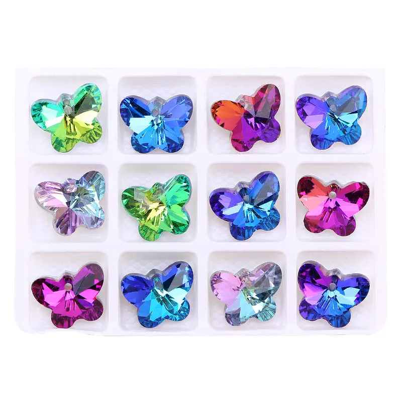 Szklane zawieszki charms serce motyl gwiazda do biżuterii DIY Butterfly mixed