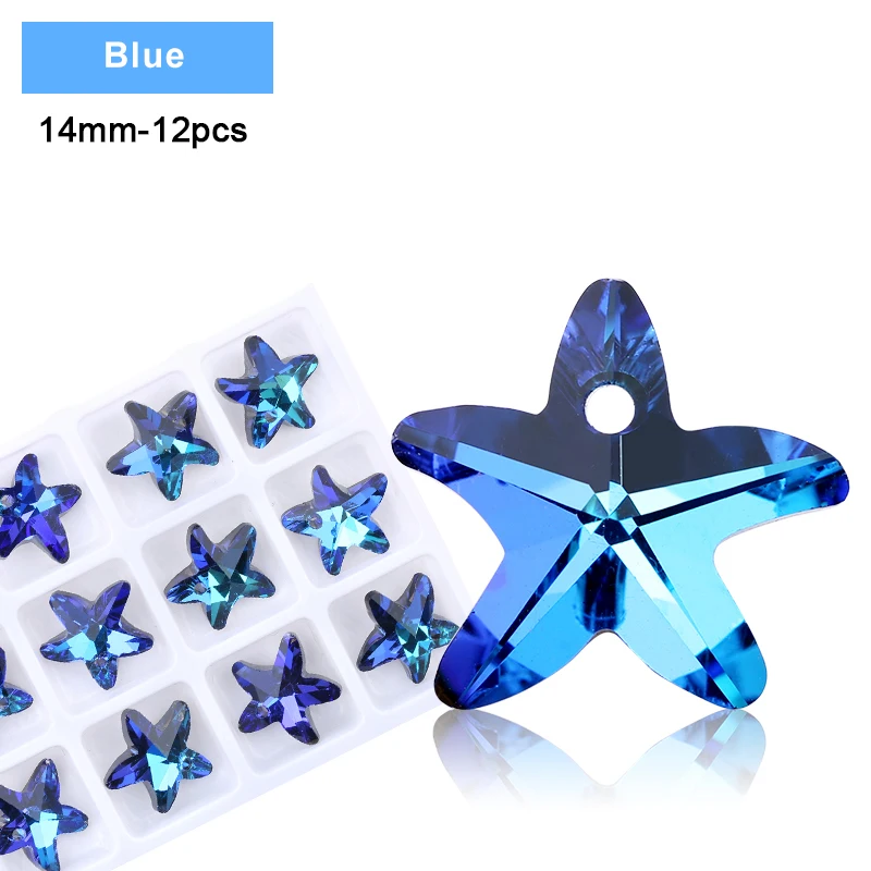 Szklane zawieszki charms serce motyl gwiazda do biżuterii DIY Niebieski