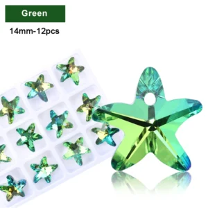 Szklane zawieszki charms serce motyl gwiazda do biżuterii DIY Zielony