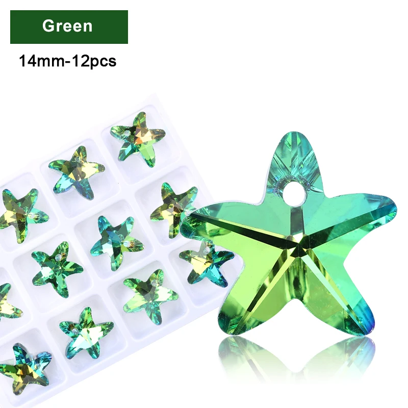 Szklane zawieszki charms serce motyl gwiazda do biżuterii DIY Zielony