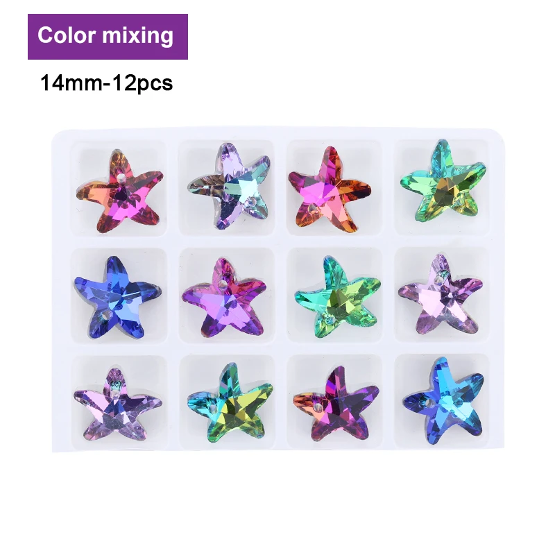 Szklane zawieszki charms serce motyl gwiazda do biżuterii DIY Star mixed