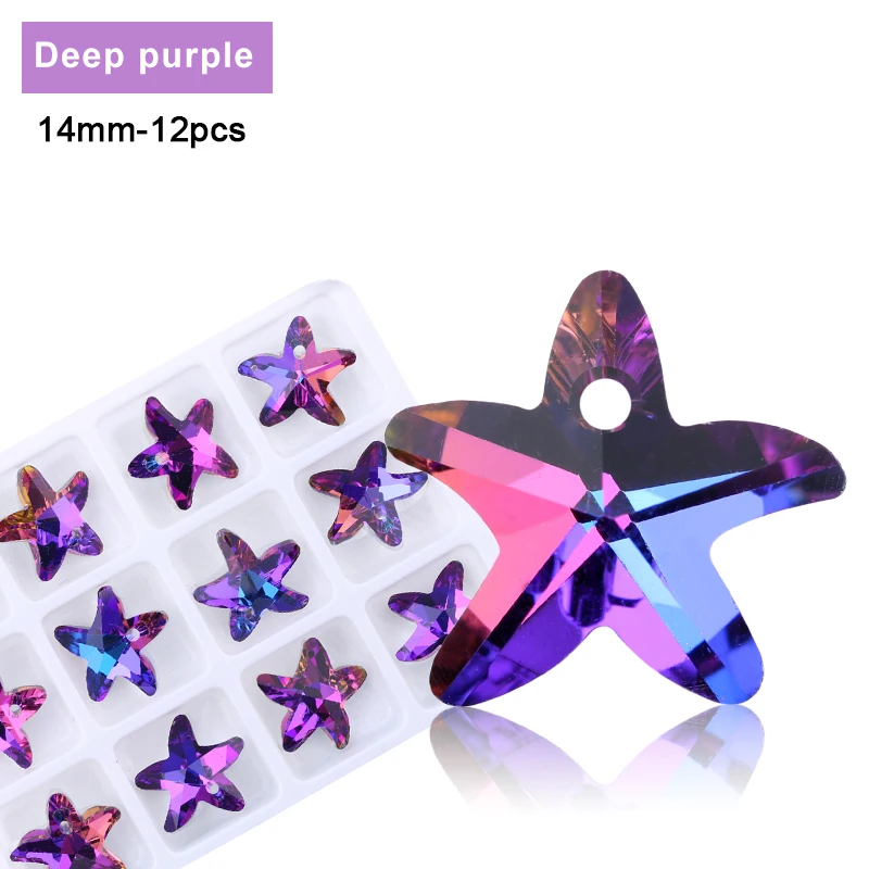 Szklane zawieszki charms serce motyl gwiazda do biżuterii DIY Fioletowy