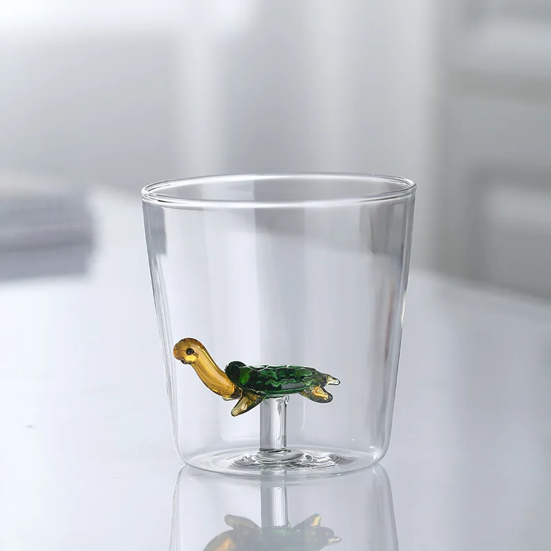 Szklany kubek 3D w kształcie zwierzęcia do kawy i mleka Błękitny
