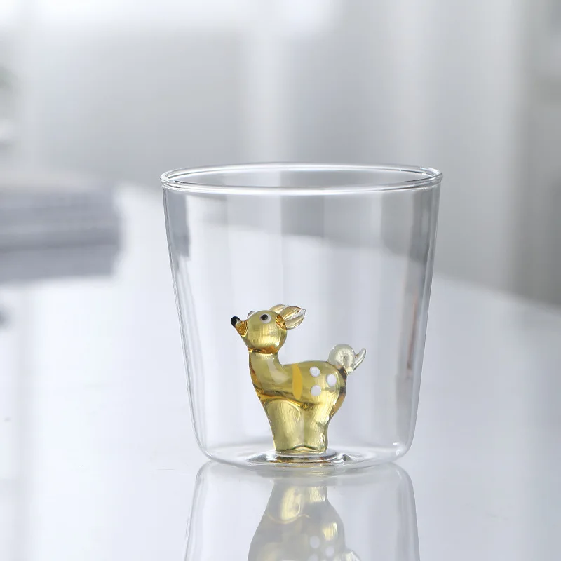 Szklany kubek 3D w kształcie zwierzęcia do kawy i mleka Brązowy