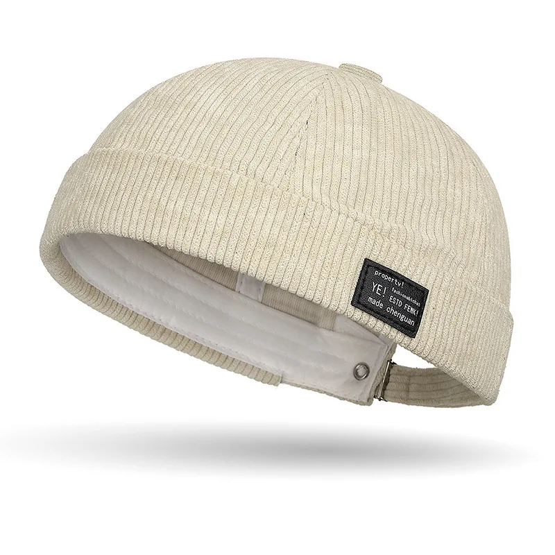 Sztruksowa czapka bez ronda, regulowana czapka jesienna unisex Mise