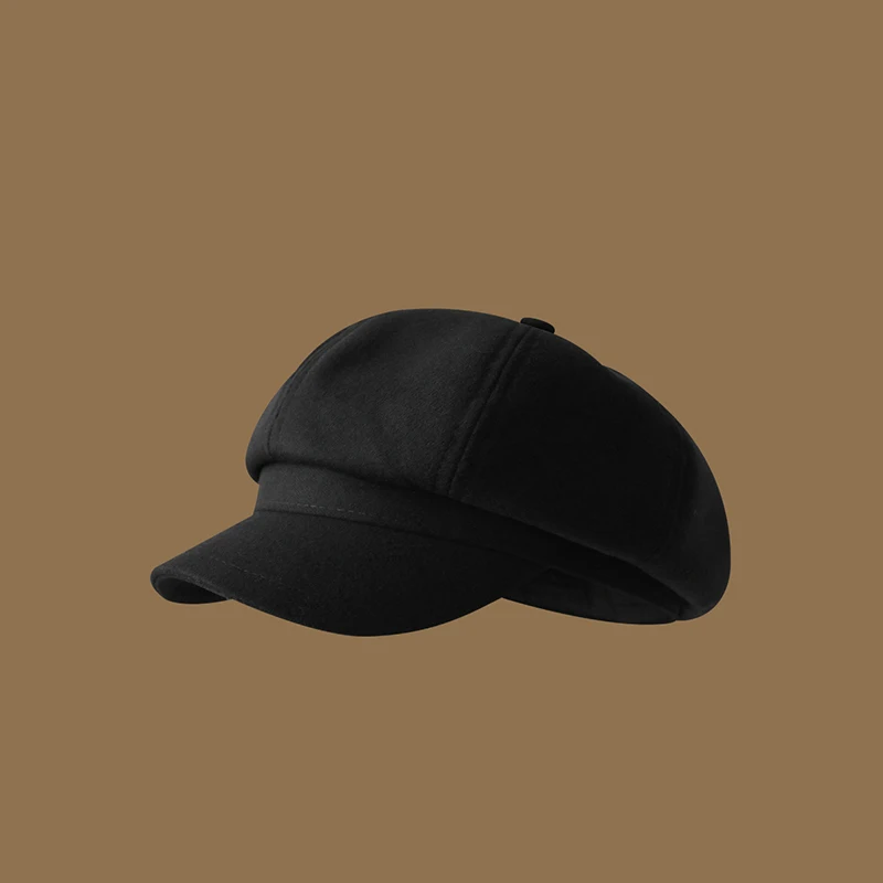 Sztruksowy beret damski w stylu vintage Czarny