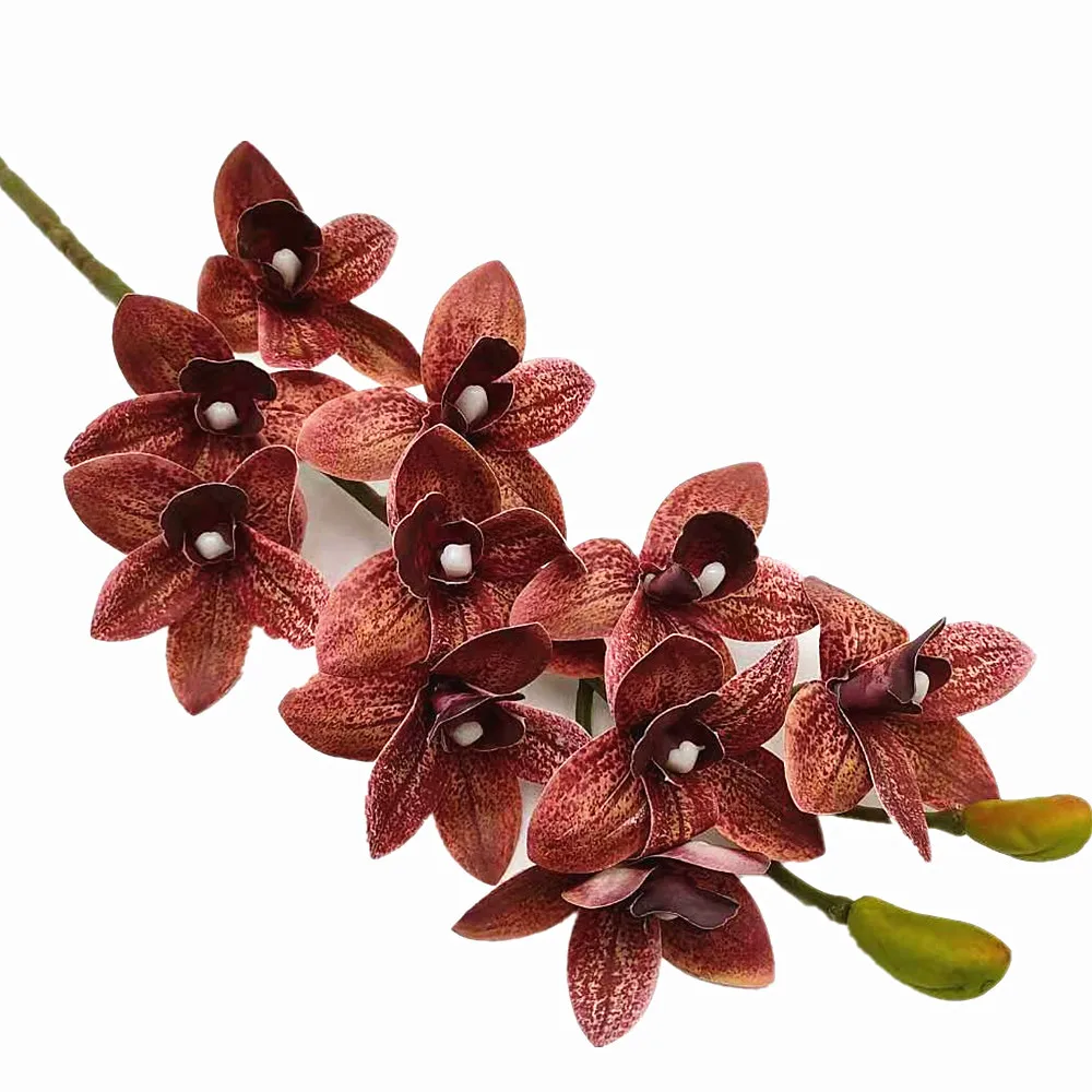 Sztuczna orchidea dekoracyjna — realistyczna gałązka Brązowy