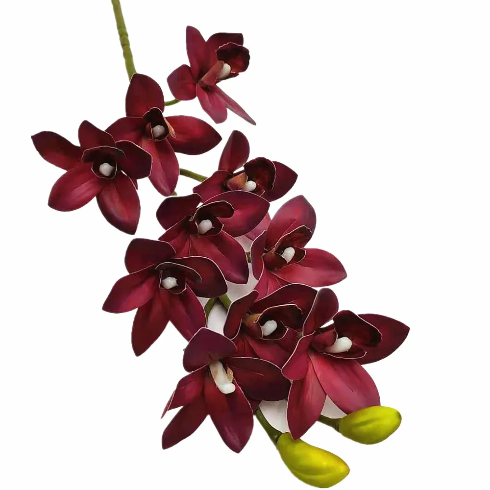 Sztuczna orchidea dekoracyjna — realistyczna gałązka Bordowy