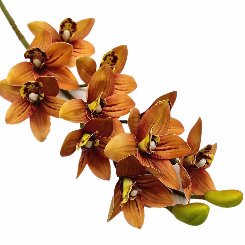 Sztuczna orchidea dekoracyjna — realistyczna gałązka Czekolada