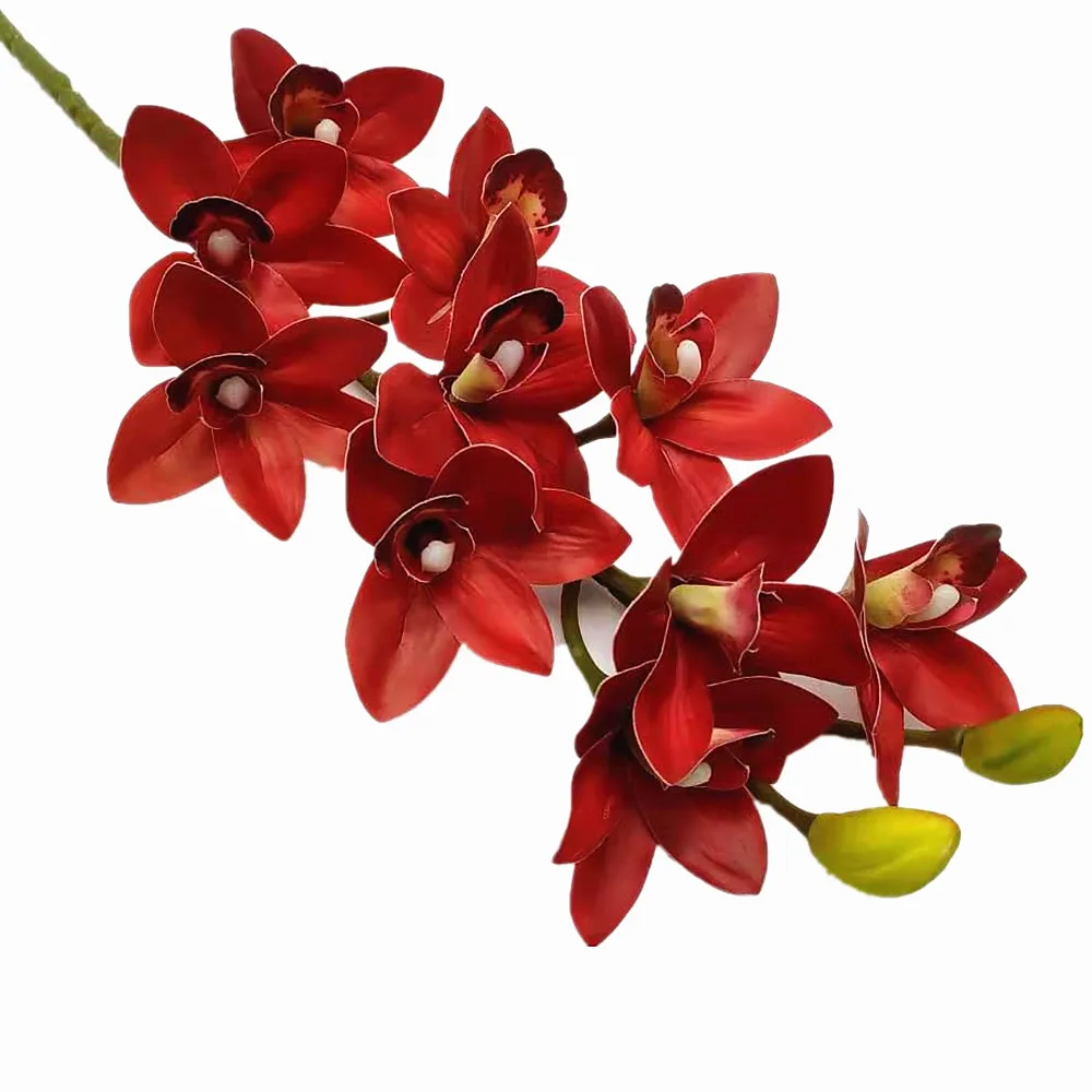 Sztuczna orchidea dekoracyjna — realistyczna gałązka Czerwony