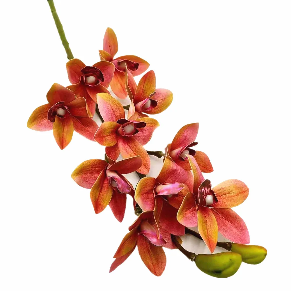 Sztuczna orchidea dekoracyjna — realistyczna gałązka Pomarańczowy